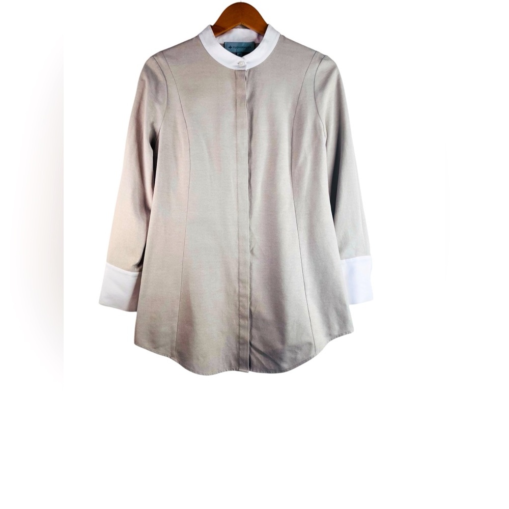 Tuckernuck Buttondown Blouse Tunic in Tan Size Large